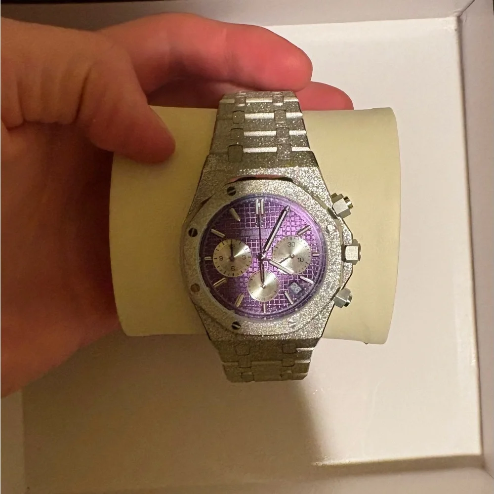 Audemars Piguet Silver and Purple Men's Watch
